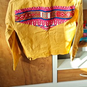 Bright Yellow Jacket With Thread Work