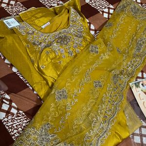 Brand New Hand Work Banarasi Gown With Dupptta