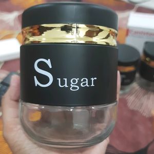 Classy Tea, Coffee, Sugar Container Set in Black