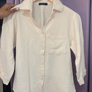 New Cream Crinkled Shirt Women