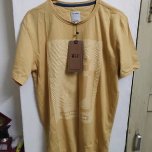 Louis Philippe Yellow Printed Tshirt Men