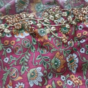 Kalamkari Organza Cut Work Dupatta