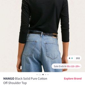 Mango Off Shoulder Black Top