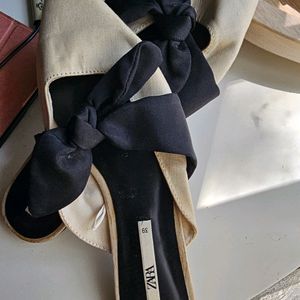 Zara Mule Footwear With Bow