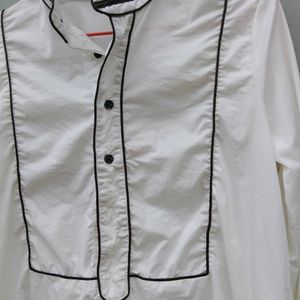 White Pipping Full Sleeve Shirt