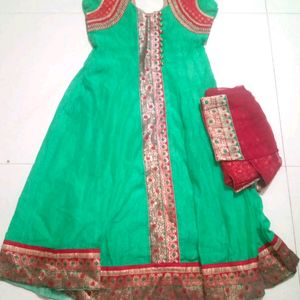 Heavy Red And Green Color Dress Anarkali At 699/-