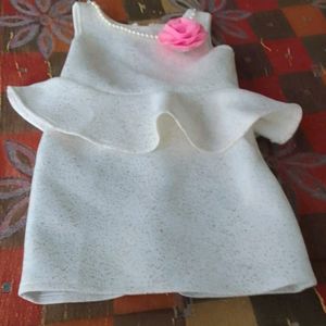 White Pink Party Wear baby Girl Dress