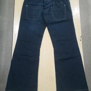 Surplus Navy Blue Cotton Bootcut Jeans for Woman