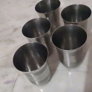 Five Stainless Steel Glasses