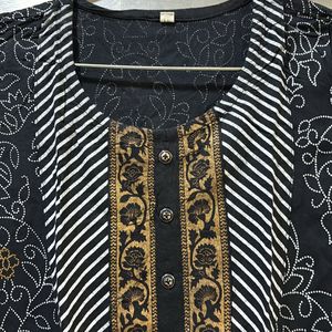 Black Foil Print Kurta