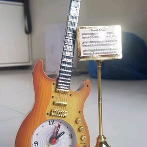 Guitar Clock With Pen Stand