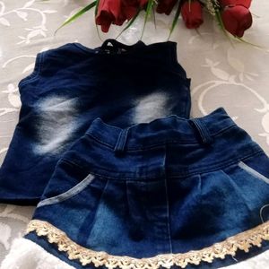 Baby Girl Denim Skirt Set