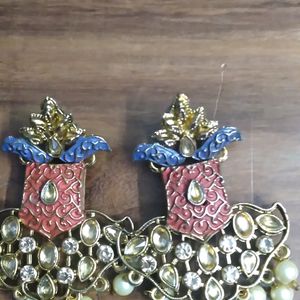 Kundan Enamel Coloured Earrings