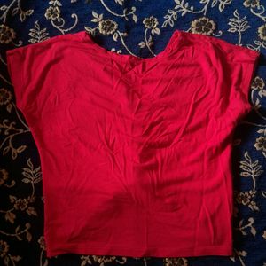 Red Cropped Twist Tied Top Xs Girl Fitted Crop Tee