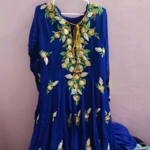 Blue Embroidery Kurti Set With Dupatta