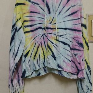 Multicolored Tie And Dye Hooded T-shirt