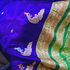 Deep Violet With Parrot Green Pallu Paithani Saree