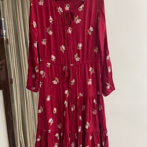 RED FLORAL MAXI DRESS