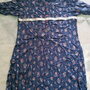 Fusion Floral Print Straight Kurta With Round Neck |Bust Size 36 Cm