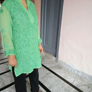 Chikankari Kurti With Bright ☀️ Star Work