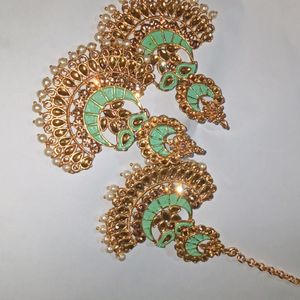 Earrings With Mangtika Set