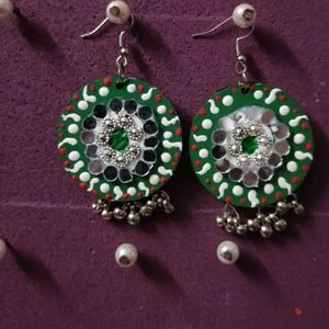 Green Earrings With Ghungroo