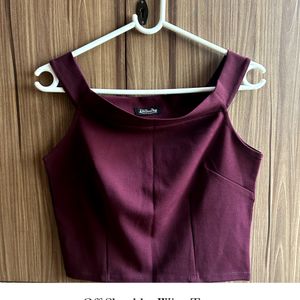 Off Shoulder Wine Crop Top