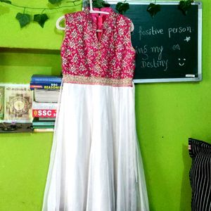 Pink Anarkali Velvet - Net Kurti