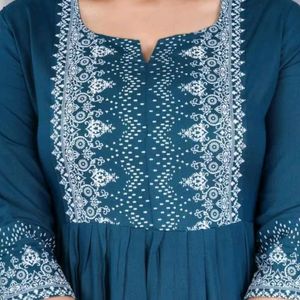 Sell Offer On Naira Cut Teal Blue Embroidered Kurt