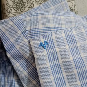 Arrow Men Blue RegularFit Half Sleeve Cotton Shirt