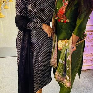 Black Suit With Pajami And Beautiful Dupatta