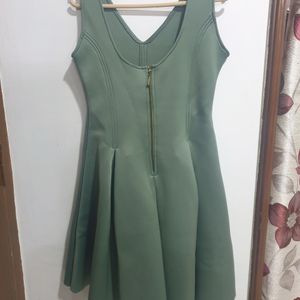 Gorgeous olive green scuba pleated dress for Women