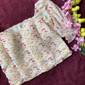 Smocked Floral Cropped Top