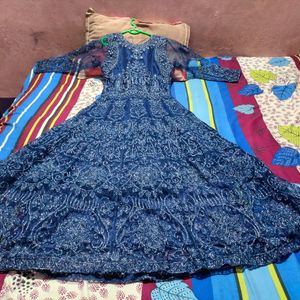 Blue Royal Gown With Shrug