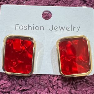 Red Marble Studs