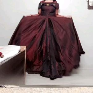 Heavy Maroon Ball Gown