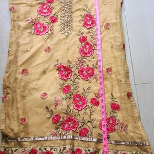 Heavy Golden Kurti And Pant Set