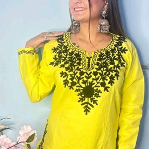 Cute Embroidery Short Kurtis