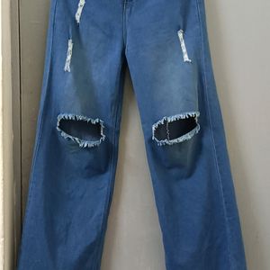 Straight Fit Distressed Jeans
