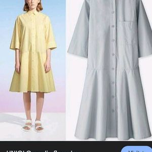 Uniqlo U Dropped Waist 3/4 Sleeve Shirt Dress