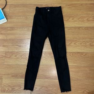 ZARA Skinny Ribbed Jeans Black