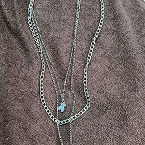 Aesthetic Three Layered Silver Chain