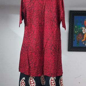 Aarvi Maroon Black Kurta