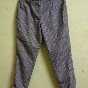 TRENDING BROWN CHECKERED CLASSIC FORMAL PANTS
