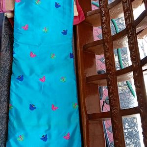 Embroidery Dark Sea Green And Blue Colour Saree