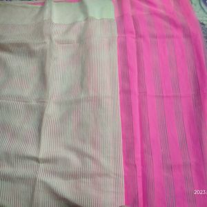 White And Pink Silk Saree