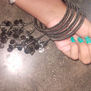 A Beautiful Black Bangles With Hangings 💜