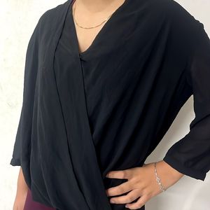 Black Georgette Layered Top