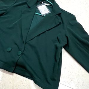 Trendy Bottle Green Mid Length Blazer