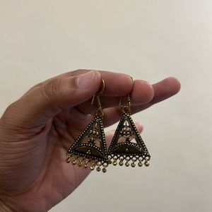 Golden Stylish Triangle Shape Earrings For Women